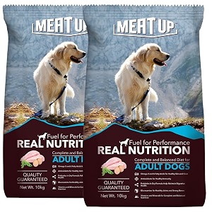 meat up adult dry dog food 20kg 10kg  10kg  chicken flavour  glucosamine for healthy joints amp strong bones  enriched with vitamins amp minerals  supports digestive health