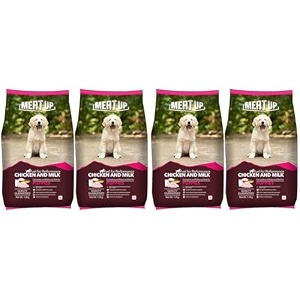 meat up puppy dry dog food chicken and milk flavour 12kg pack of 4