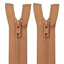 MebuZip 2PCS #5 22 Inch Separating Jacket Zippers for Sewing (Brown)