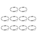 MECCANIXITY 10Pcs Metal Ring Base Blank, 6mm Adjustable Pad Cabochon Ring Blank Base Flat Bezel Tray for Jewelry Making Finding DIY Craft, Silver