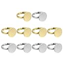 MECCANIXITY 10Pcs Metal Ring Base Blank, 14mm Adjustable Pad Cabochon Ring Blank Base Flat Bezel Tray for Jewelry Making Finding DIY Craft, Silver/Gold