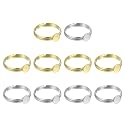 MECCANIXITY 10Pcs Metal Ring Base Blank, 6mm Adjustable Pad Cabochon Ring Blank Base Flat Bezel Tray for Jewelry Making Finding DIY Craft, Silver/Gold