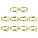 MECCANIXITY 10Pcs Metal Ring Base Blank, 8mm Adjustable Pad Cabochon Ring Blank Base Flat Bezel Tray for Jewelry Making Finding DIY Craft, Gold