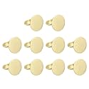 MECCANIXITY 10Pcs Metal Ring Base Blank, 20mm Adjustable Pad Cabochon Ring Blank Base Flat Bezel Tray for Jewelry Making Finding DIY Craft, Gold
