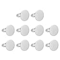 MECCANIXITY 10Pcs Metal Ring Base Blank, 20mm Adjustable Pad Cabochon Ring Blank Base Flat Bezel Tray for Jewelry Making Finding DIY Craft, Silver