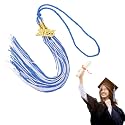 MECCANIXITY Graduation Tassel 2025, Blue White Tassels with 2025 Year Gold Date Charms Academic Graduation Charm Cap Decorations Party Decorations