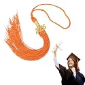 MECCANIXITY Graduation Tassel 2025, Orange Tassels with 2025 Year Gold Date Charms Academic Graduation Charm Cap Decorations Party Decorations