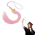 MECCANIXITY Graduation Tassel 2025, Pink Tassels with 2025 Year Gold Date Charms Academic Graduation Charm Cap Decorations Party Decorations