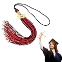 MECCANIXITY Graduation Tassel 2025, Red Black Tassels with 2025 Year Gold Date Charms Academic Graduation Charm Cap Decorations Party Decorations