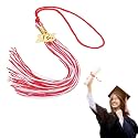 MECCANIXITY Graduation Tassel 2025, Red White Tassels with 2025 Year Gold Date Charms Academic Graduation Charm Cap Decorations Party Decorations