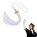 MECCANIXITY Graduation Tassel 2025, White Tassels with 2025 Year Gold Date Charms Academic Graduation Charm Cap Decorations Party Decorations