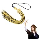 MECCANIXITY Graduation Tassel 2025, Yellow Black Tassels with 2025 Year Gold Date Charms Academic Graduation Charm Cap Decorations Party Decorations