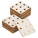 MECCANIXITY 24pcs Wooden Weaving Card, 9 Holes 2.2x2.2 Inch Square Tablet Weaving Cards for Knitting Loom Kit Supplies, DIY Knitting Tools