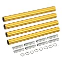 MECCANIXITY 4-Pack Gold Tone M10 Threaded Extension Rods, 5.91" Lamp Pipe with Connectors for Pendant/Chandelier Stems