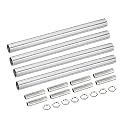 MECCANIXITY 4-Pack Threaded Extension Rod, 5.91" Lamp Pipe with Connector, Silver, M10 x 1mm, Iron Electroplated