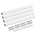 MECCANIXITY 4-Pack White Iron Electroplated M10 Threaded Extension Rods for Pendant Light, Island Lighting, Chandeliers, 5.91" Long, 40mm Pipe Length