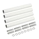 MECCANIXITY 4-Pack White Iron Electroplated M10 Threaded Extension Rods with Connectors for Pendant, Island &amp; Chandelier Lighting