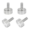 MECCANIXITY 4 Pcs M3x8mm Flat Head Knurled Thumb Screws, 304 Stainless Steel Fully Threaded Thumbscrew Bolts Fasteners for PC Computer Cases Graphics Card, Silver