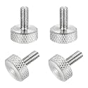 MECCANIXITY 4 Pcs M4x10mm Flat Head Knurled Thumb Screws, 304 Stainless Steel Fully Threaded Thumbscrew Bolts Fasteners for PC Computer Cases Graphics Card, Silver