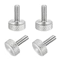 MECCANIXITY 4 Pcs M4x12mm Flat Head Knurled Thumb Screws, 304 Stainless Steel Fully Threaded Thumbscrew Bolts Fasteners for PC Computer Cases Graphics Card, Silver