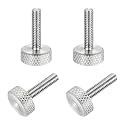 MECCANIXITY 4 Pcs M4x16mm Flat Head Knurled Thumb Screws, 304 Stainless Steel Fully Threaded Thumbscrew Bolts Fasteners for PC Computer Cases Graphics Card, Silver