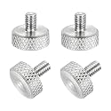 MECCANIXITY 4 Pcs M4x6mm Flat Head Knurled Thumb Screws, 304 Stainless Steel Fully Threaded Thumbscrew Bolts Fasteners for PC Computer Cases Graphics Card, Silver