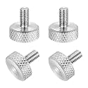 MECCANIXITY 4 Pcs M4x8mm Flat Head Knurled Thumb Screws, 304 Stainless Steel Fully Threaded Thumbscrew Bolts Fasteners for PC Computer Cases Graphics Card, Silver
