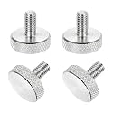 MECCANIXITY 4 Pcs M5x10mm Flat Head Knurled Thumb Screws, 304 Stainless Steel Fully Threaded Thumbscrew Bolts Fasteners for PC Computer Cases Graphics Card, Silver