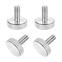 MECCANIXITY 4 Pcs M5x12mm Flat Head Knurled Thumb Screws, 304 Stainless Steel Fully Threaded Thumbscrew Bolts Fasteners for PC Computer Cases Graphics Card, Silver
