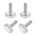 MECCANIXITY 4 Pcs M5x16mm Flat Head Knurled Thumb Screws, 304 Stainless Steel Fully Threaded Thumbscrew Bolts Fasteners for PC Computer Cases Graphics Card, Silver