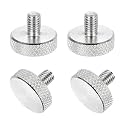 MECCANIXITY 4 Pcs M5x8mm Flat Head Knurled Thumb Screws, 304 Stainless Steel Fully Threaded Thumbscrew Bolts Fasteners for PC Computer Cases Graphics Card, Silver