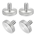 MECCANIXITY 4 Pcs M6x10mm Flat Head Knurled Thumb Screws, 304 Stainless Steel Fully Threaded Thumbscrew Bolts Fasteners for PC Computer Cases Graphics Card, Silver