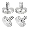 MECCANIXITY 4 Pcs M6x12mm Flat Head Knurled Thumb Screws, 304 Stainless Steel Fully Threaded Thumbscrew Bolts Fasteners for PC Computer Cases Graphics Card, Silver