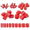 MECCANIXITY 50pcs Round End Protective Caps Rubber Cover 1/8" 1/4" 1/2" 3/4" 1" Red Screw Protector for Screw Bolt, Plumbing Pipe