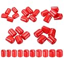 MECCANIXITY 50pcs Round End Protective Caps Rubber Cover 5/8" 11/16" 3/4" 25/32" 7/8" Red Screw Protector for Screw Bolt, Plumbing Pipe