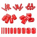 MECCANIXITY 50pcs Round End Protective Caps Rubber Cover 1/16" 1/8" 1/4" 1/2" 3/4" Red Screw Protector for Screw Bolt, Plumbing Pipe