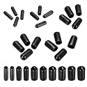 MECCANIXITY 50pcs Round End Protective Caps Rubber Cover 1/8" 3/16" 1/4" 5/16" 3/8" Black Screw Protector for Screw Bolt, Plumbing Pipe