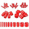MECCANIXITY 50pcs Round End Protective Caps Rubber Cover 1/16" 1/8" 1/4" 1/2" 1" Red Screw Protector for Screw Bolt, Plumbing Pipe