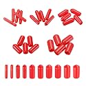 MECCANIXITY 50pcs Round End Protective Caps Rubber Cover 1/16" 1/8" 3/16" 1/4" 5/16" Red Screw Protector for Screw Bolt, Plumbing Pipe