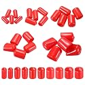 MECCANIXITY 50pcs Round End Protective Caps Rubber Cover 1/4" 3/8" 1/2" 5/8" 3/4" Red Screw Protector for Screw Bolt, Plumbing Pipe