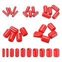 MECCANIXITY 50pcs Round End Protective Caps Rubber Cover 1/8" 1/4" 3/8" 1/2" 5/8" Red Screw Protector for Screw Bolt, Plumbing Pipe