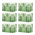 MECCANIXITY 6 Pcs 29x108 Inch Light Green Metallic Foil Fringe Tinsel Table Skirts for Rectangle Tables Tinsel Backdrop Curtain for Wedding Birthday Party Decoration