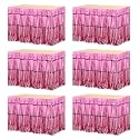MECCANIXITY 6 Pcs 29x108 Inch Pink Metallic Foil Fringe Tinsel Table Skirts for Rectangle Tables Tinsel Backdrop Curtain for Wedding Birthday Party Decoration