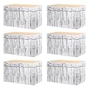 MECCANIXITY 6 Pcs 29x108 Inch Silver Metallic Foil Fringe Tinsel Table Skirts for Rectangle Tables Tinsel Backdrop Curtain for Wedding Birthday Party Decoration