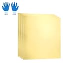 MECCANIXITY Brass Sheet, 1.6" X 1.6" 32 Gauge(0.2mm) Thickness H62 Brass Metal Plates Thin Metal Sheets with Gloves for Craft DIY Model Jewelry Electrical Repair Industrial, Pack of 4, Gold