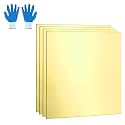 MECCANIXITY Brass Sheet, 2" X 2" 24 Gauge(0.5mm) Thickness H62 Brass Metal Plates Thin Metal Sheets with Gloves for Craft DIY Model Jewelry Electrical Repair Industrial, Pack of 4, Gold