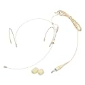 MECCANIXITY Ear Hook Headset Microphone,Standard 3.5mm TRS Plug, Beige