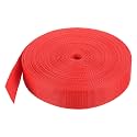 MECCANIXITY Lightweight Polypropylene Webbing Strap 1 1/2" 25 Yard Backpack Strapping Band Orange Red for Outdoor Luggage Cargo Straps