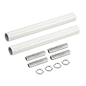 MECCANIXITY Threaded Extension Rod, 3.94" Lamp Pipe with Connector Light Fixture Parts for Pendant Light Island Lighting Chandeliers Stems, White 2 Set
