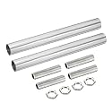 MECCANIXITY Threaded Extension Rod, 3.94" Lamp Pipe with Connector Light Fixture Parts for Pendant Light Island Lighting Chandeliers Stems, Silver 2 Set